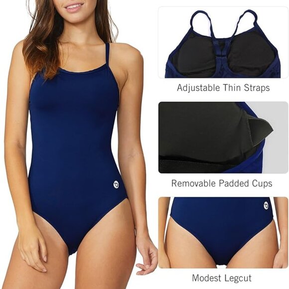 Baleaf Athletic Training Adjustable Strap Swimsuit Navy UPF 50+ Small NWT #2212 - Picture 1 of 5